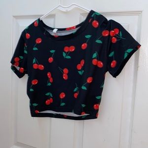 cherry print crop top